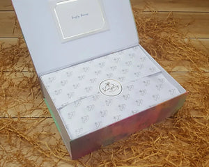 Open giftbox with neatly wrapped tissue paper