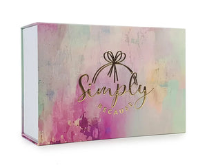 Pastel coloured gift box with Simply Because branding