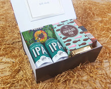 Load image into Gallery viewer, Simply Because Open Giftbox with beer + chocolate
