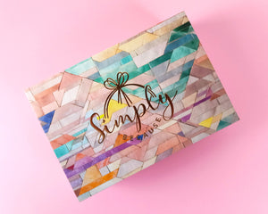 Simply Because coloured Giftbox on pink background